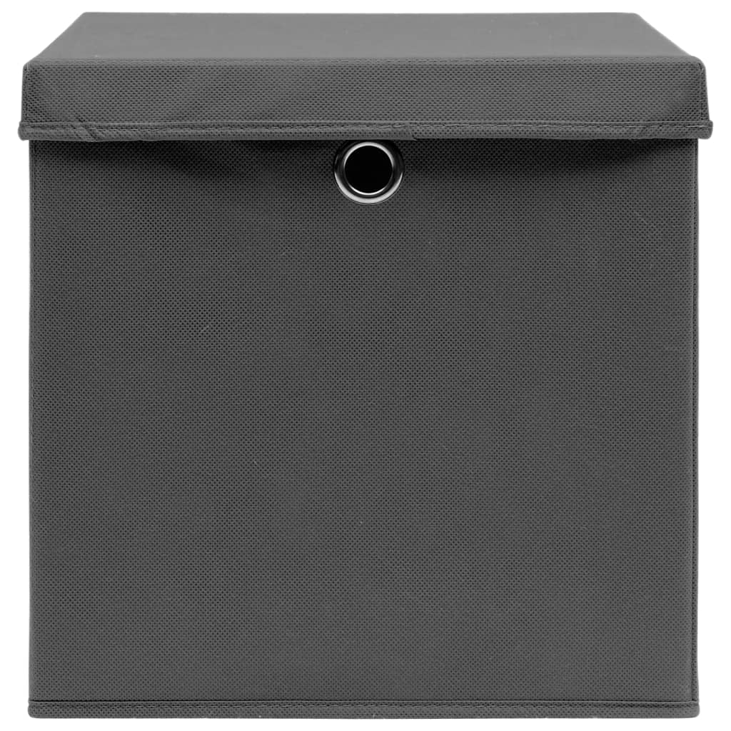 Opbergboxen met deksel 4 st 32x32x32 cm stof grijs is nu te koop bij PeponiXL, paradijselijk wonen!