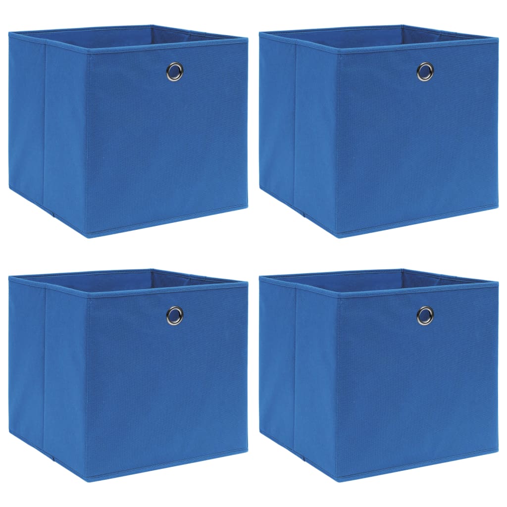 Opbergboxen 4 st 32x32x32 cm stof blauw is nu te koop bij PeponiXL, paradijselijk wonen!