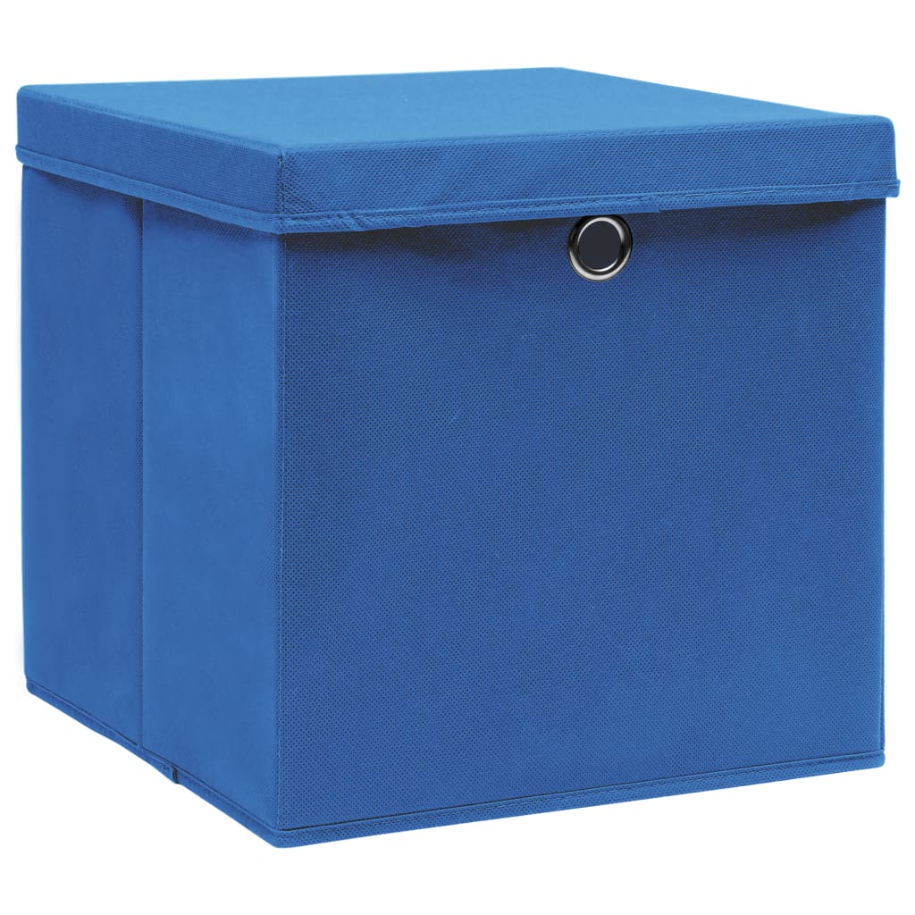 Opbergboxen met deksel 4 st 32x32x32 cm stof blauw is nu te koop bij PeponiXL, paradijselijk wonen!