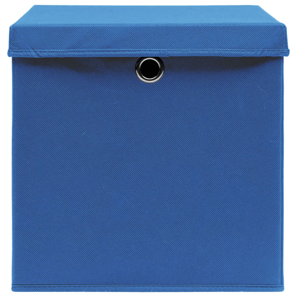 Opbergboxen met deksel 4 st 32x32x32 cm stof blauw is nu te koop bij PeponiXL, paradijselijk wonen!