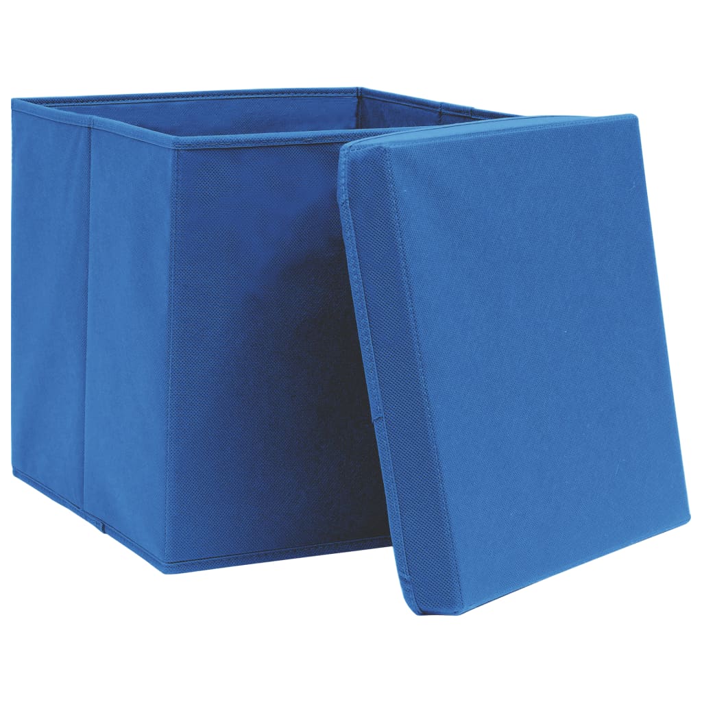 Opbergboxen met deksel 4 st 32x32x32 cm stof blauw is nu te koop bij PeponiXL, paradijselijk wonen!