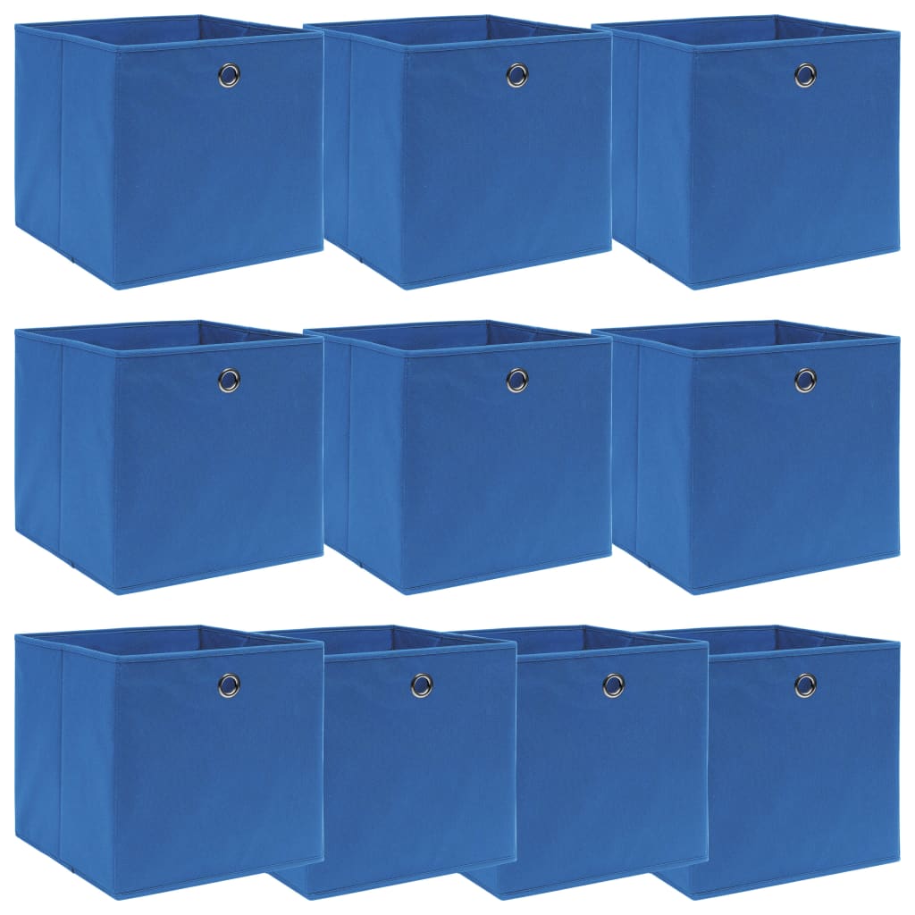 Opbergboxen 10 st 32x32x32 cm stof blauw is nu te koop bij PeponiXL, paradijselijk wonen!