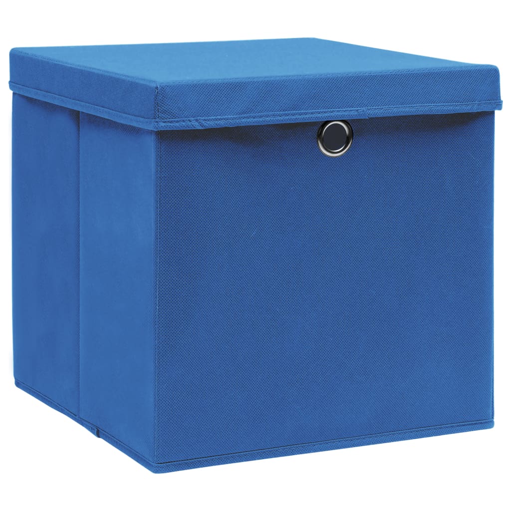 Opbergboxen met deksel 10 st 32x32x32 cm stof blauw is nu te koop bij PeponiXL, paradijselijk wonen!
