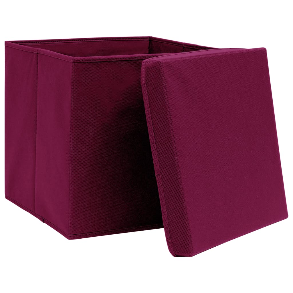 Opbergboxen met deksel 4 st 32x32x32 cm stof donkerrood is nu te koop bij PeponiXL, paradijselijk wonen!