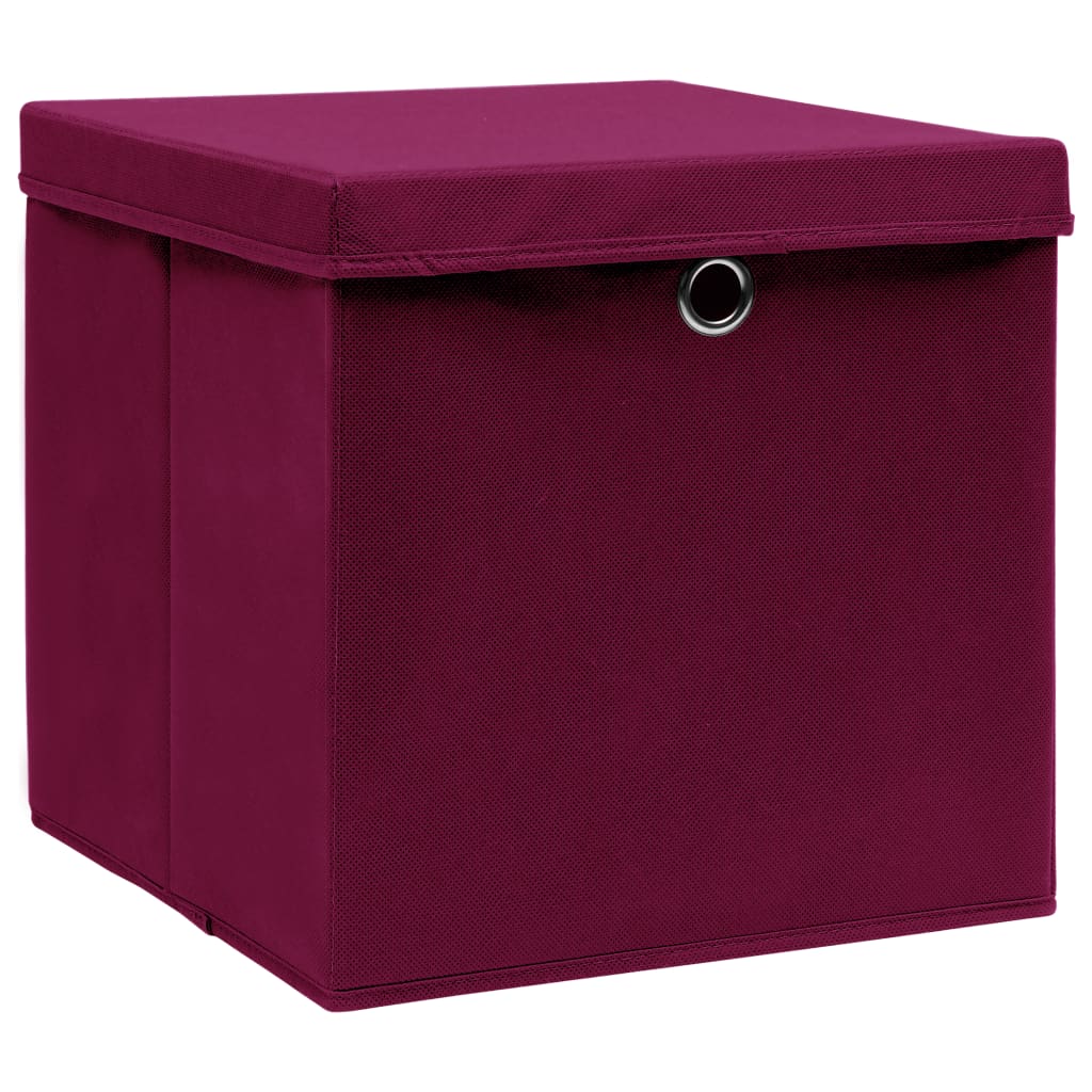 Opbergboxen met deksel 10 st 32x32x32 cm stof donkerrood is nu te koop bij PeponiXL, paradijselijk wonen!