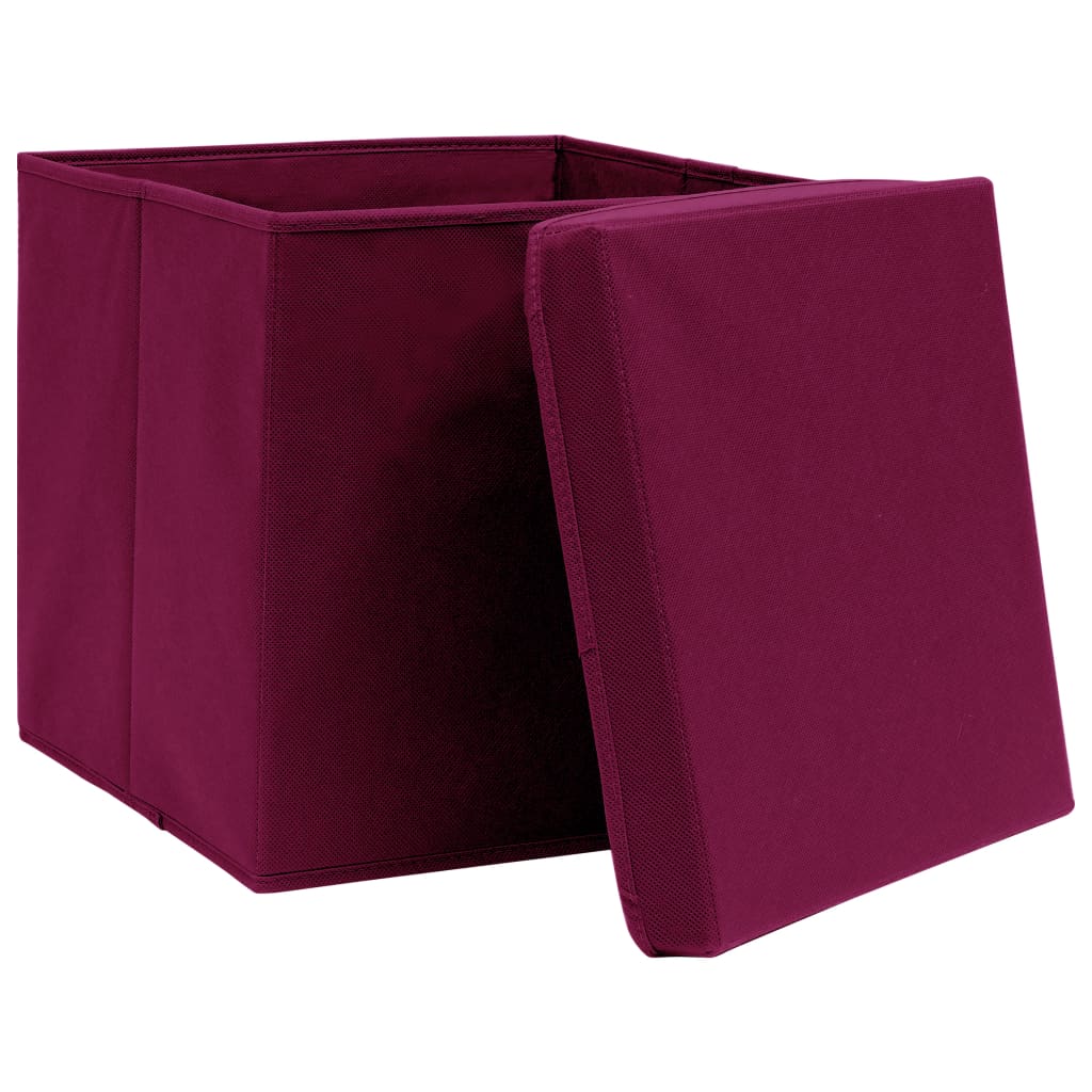 Opbergboxen met deksel 10 st 32x32x32 cm stof donkerrood is nu te koop bij PeponiXL, paradijselijk wonen!