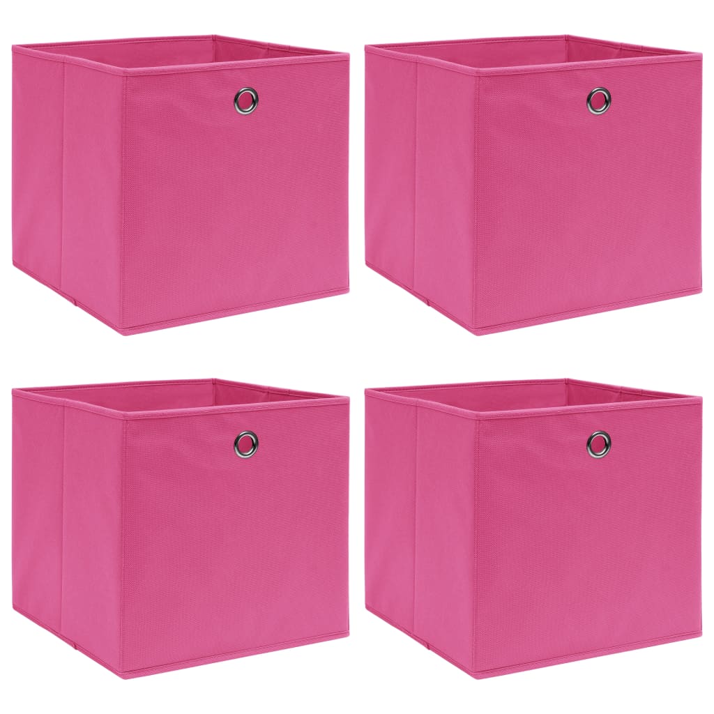 Opbergboxen 4 st 32x32x32 cm stof roze is nu te koop bij PeponiXL, paradijselijk wonen!