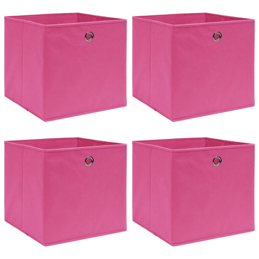 Opbergboxen 4 st 32x32x32 cm stof roze is nu te koop bij PeponiXL, paradijselijk wonen!