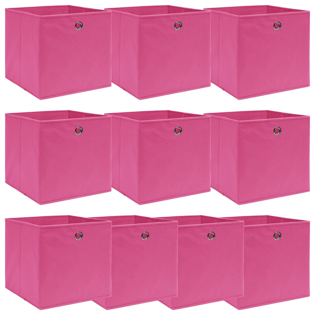 Opbergboxen 10 st 32x32x32 cm stof roze is nu te koop bij PeponiXL, paradijselijk wonen!