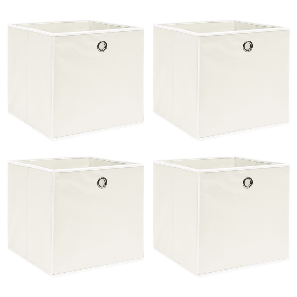 Opbergboxen 4 st 32x32x32 cm stof wit is nu te koop bij PeponiXL, paradijselijk wonen!