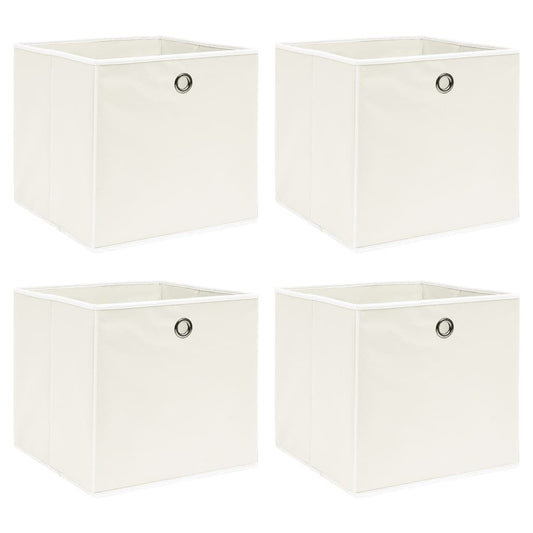 Opbergboxen 4 st 32x32x32 cm stof wit is nu te koop bij PeponiXL, paradijselijk wonen!
