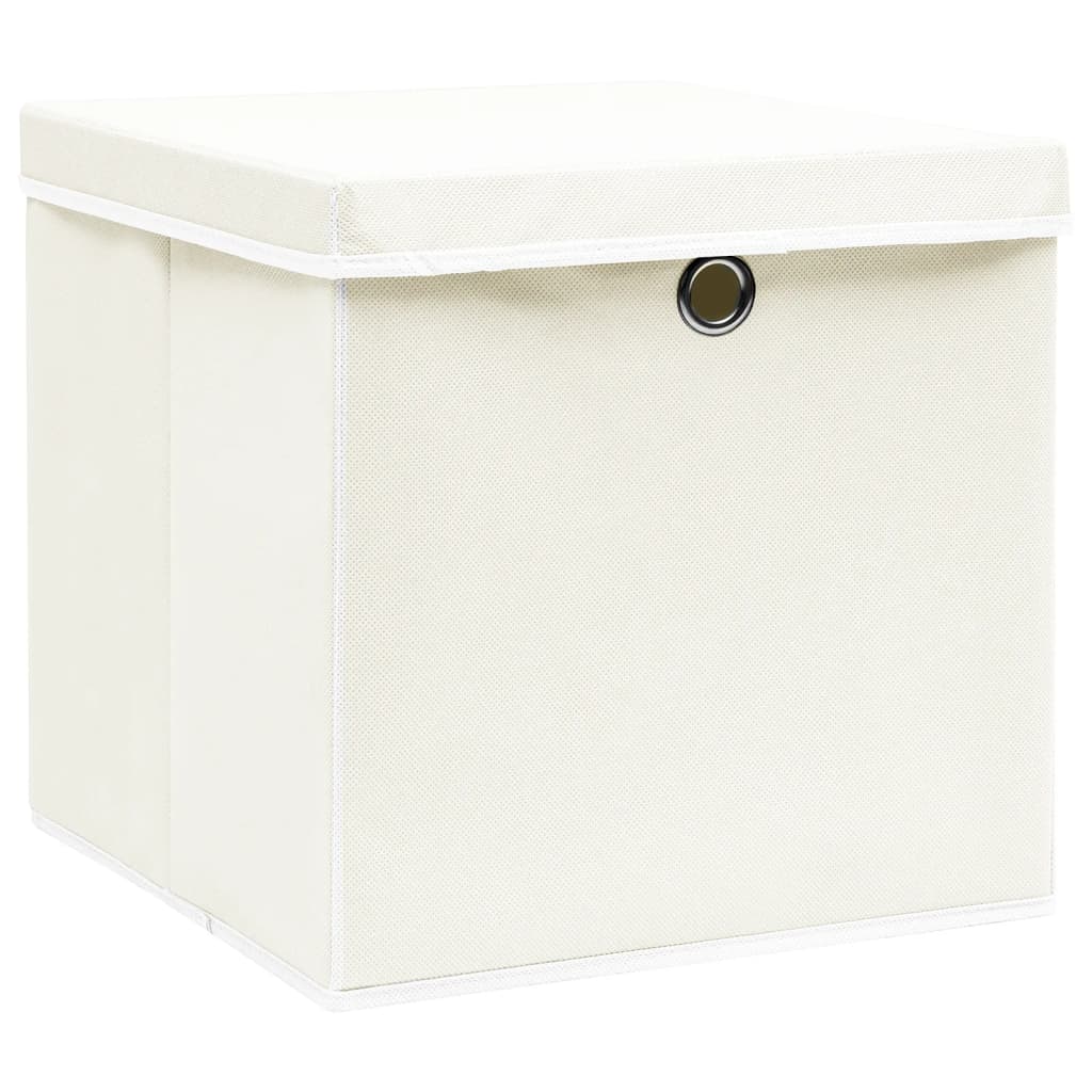 Opbergboxen met deksel 4 st 32x32x32 cm stof wit is nu te koop bij PeponiXL, paradijselijk wonen!