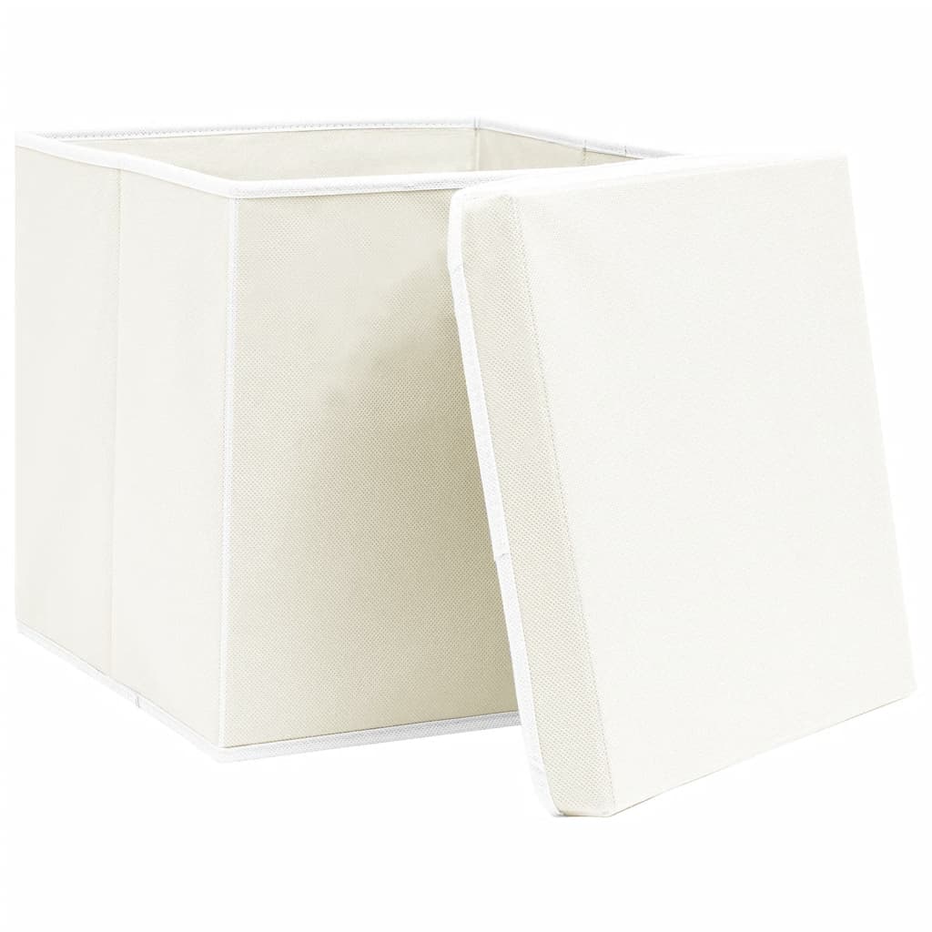 Opbergboxen met deksel 4 st 32x32x32 cm stof wit is nu te koop bij PeponiXL, paradijselijk wonen!