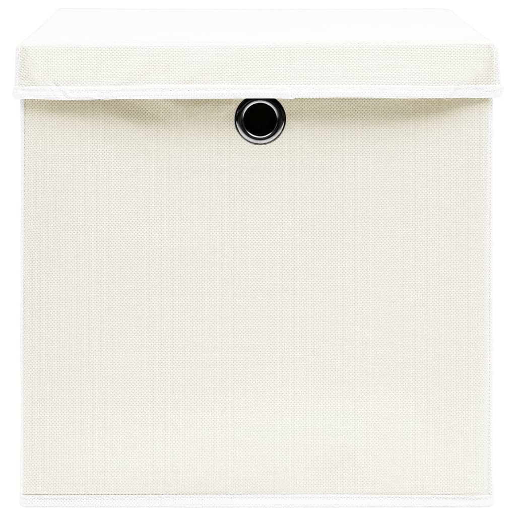 Opbergboxen met deksel 4 st 32x32x32 cm stof wit is nu te koop bij PeponiXL, paradijselijk wonen!