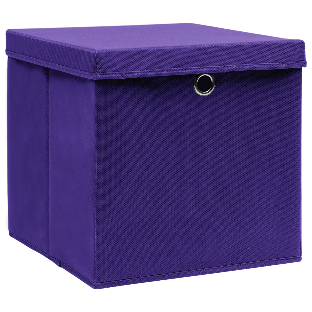 Opbergboxen met deksel 10 st 32x32x32 cm stof paars is nu te koop bij PeponiXL, paradijselijk wonen!
