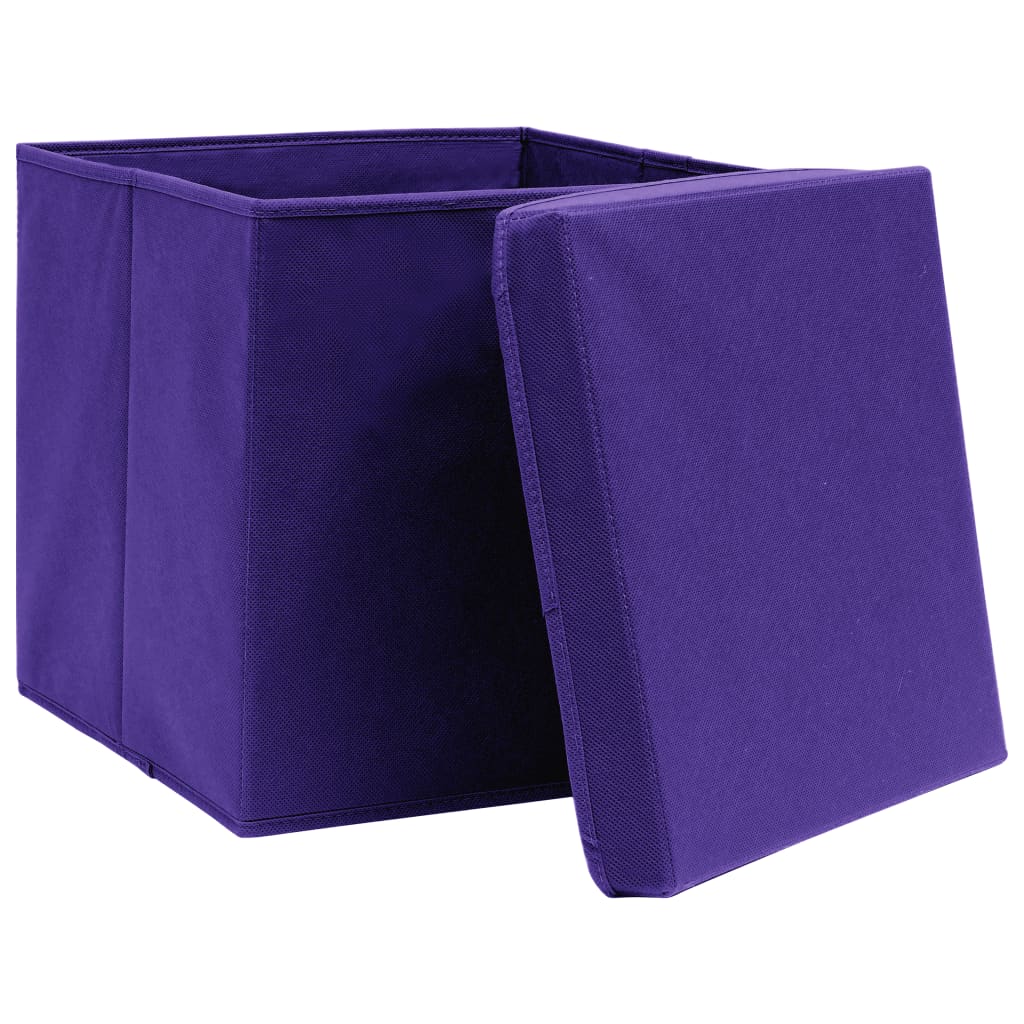 Opbergboxen met deksel 10 st 32x32x32 cm stof paars is nu te koop bij PeponiXL, paradijselijk wonen!