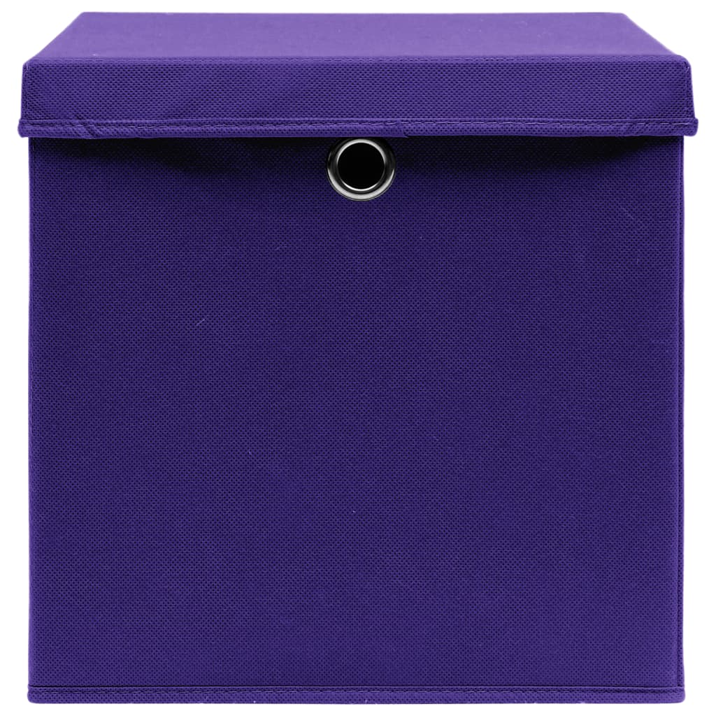 Opbergboxen met deksel 10 st 32x32x32 cm stof paars is nu te koop bij PeponiXL, paradijselijk wonen!