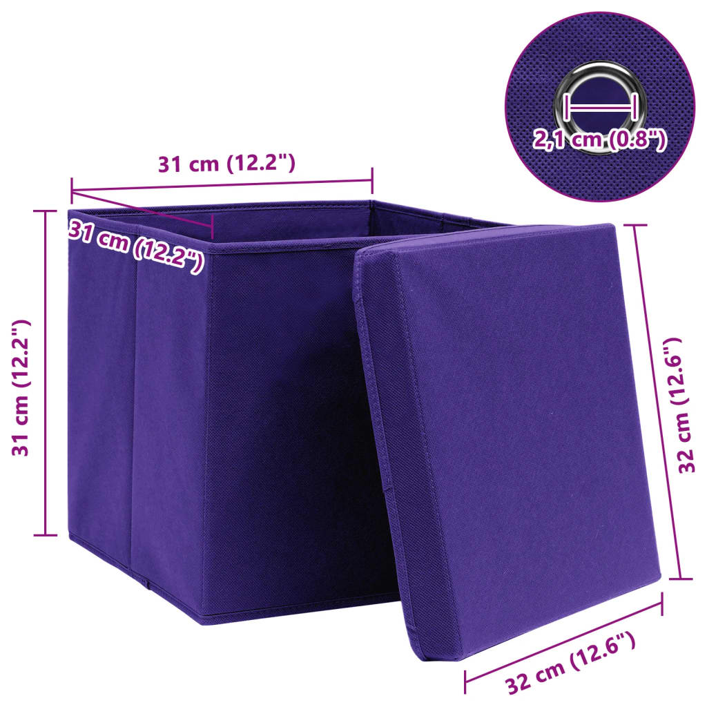 Opbergboxen met deksel 10 st 32x32x32 cm stof paars is nu te koop bij PeponiXL, paradijselijk wonen!