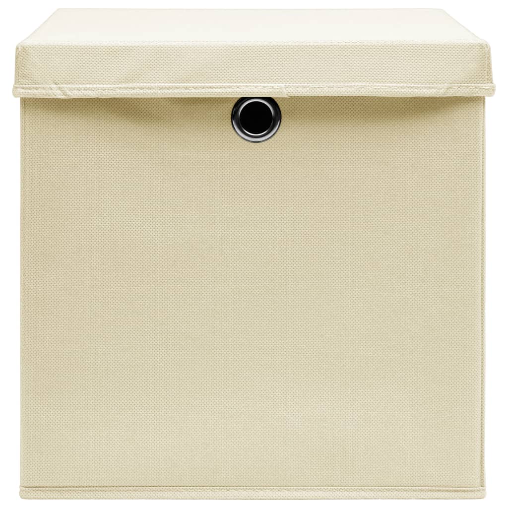 Opbergboxen met deksel 4 st 32x32x32 cm stof crèmekleurig is nu te koop bij PeponiXL, paradijselijk wonen!