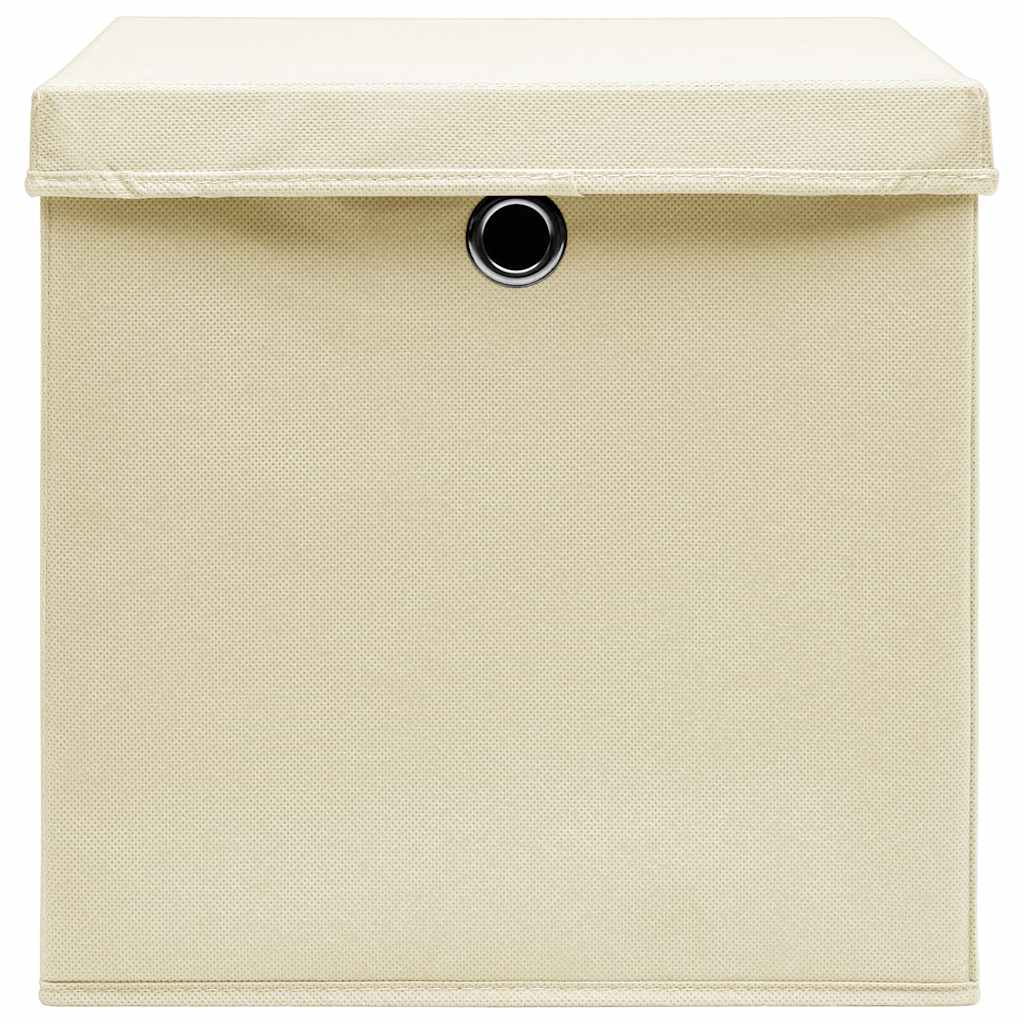 Opbergboxen met deksel 10 st 32x32x32 cm stof crèmekleurig is nu te koop bij PeponiXL, paradijselijk wonen!