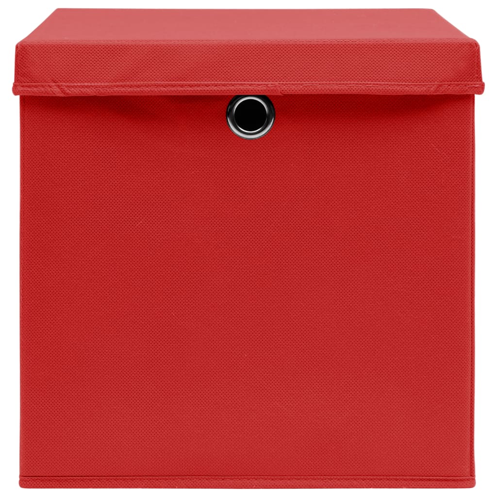 Opbergboxen met deksel 4 st 32x32x32 cm stof rood is nu te koop bij PeponiXL, paradijselijk wonen!