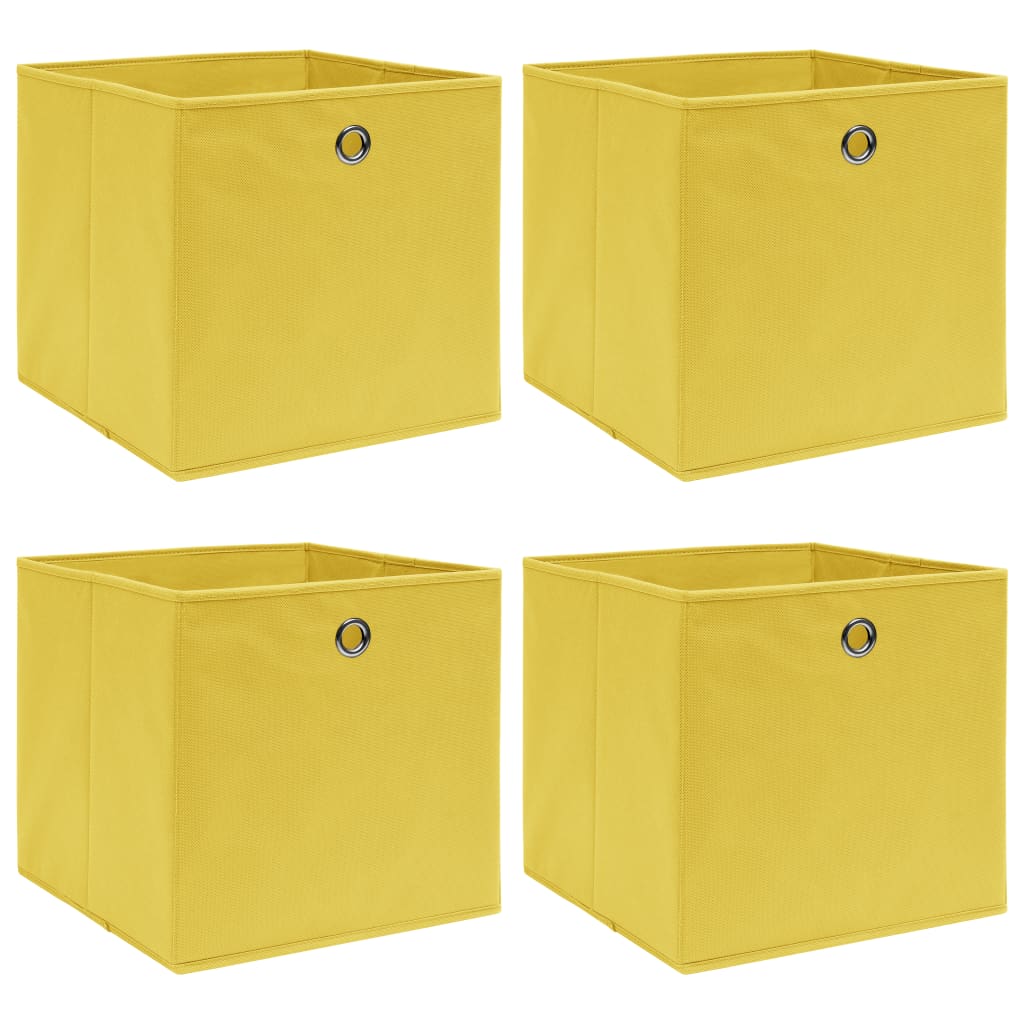 Opbergboxen 4 st 32x32x32 cm stof geel is nu te koop bij PeponiXL, paradijselijk wonen!