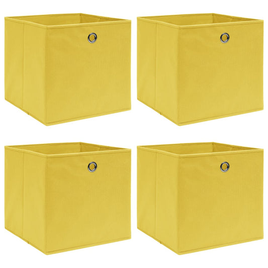 Opbergboxen 4 st 32x32x32 cm stof geel is nu te koop bij PeponiXL, paradijselijk wonen!