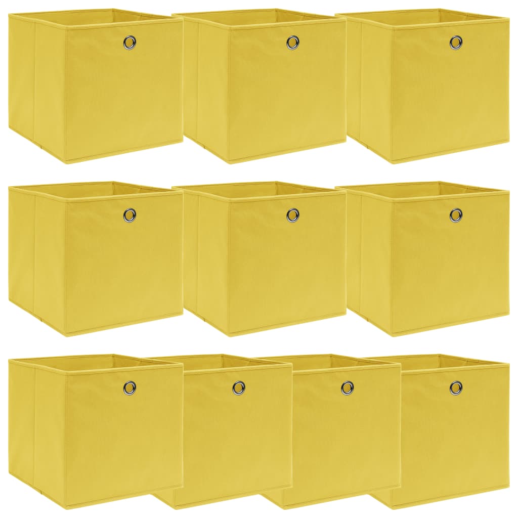 Opbergboxen 10 st 32x32x32 cm stof geel is nu te koop bij PeponiXL, paradijselijk wonen!