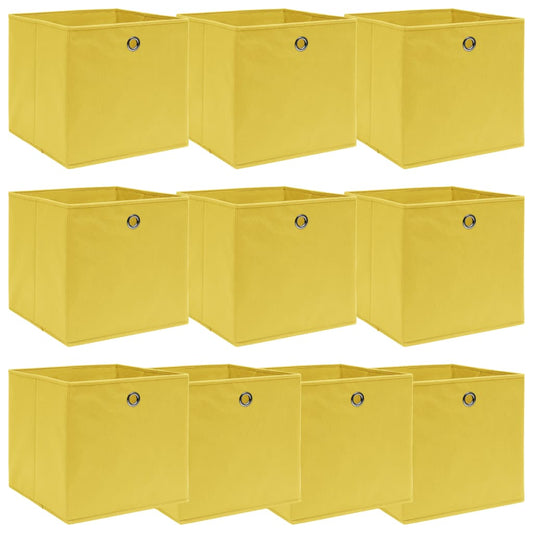 Opbergboxen 10 st 32x32x32 cm stof geel is nu te koop bij PeponiXL, paradijselijk wonen!