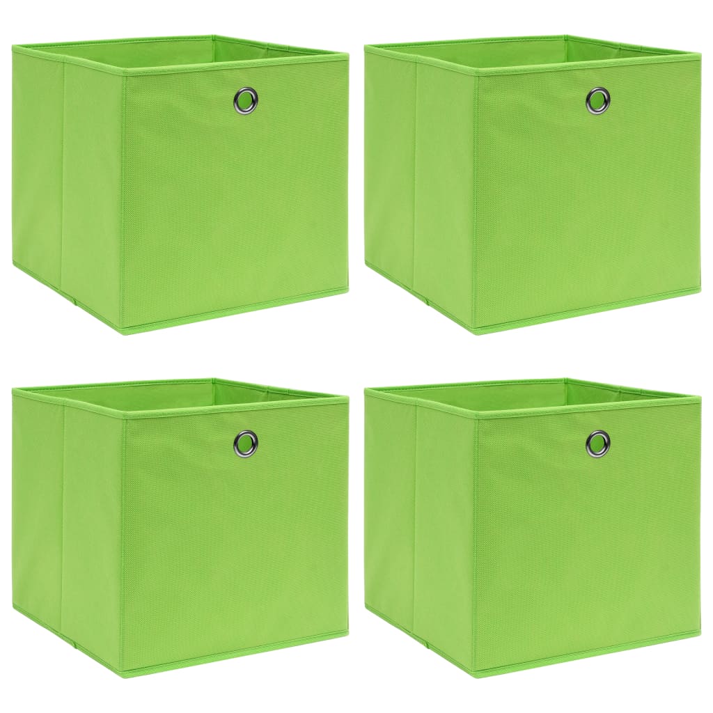 Opbergboxen 4 st 32x32x32 cm stof groen is nu te koop bij PeponiXL, paradijselijk wonen!