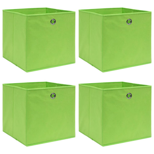 Opbergboxen 4 st 32x32x32 cm stof groen is nu te koop bij PeponiXL, paradijselijk wonen!