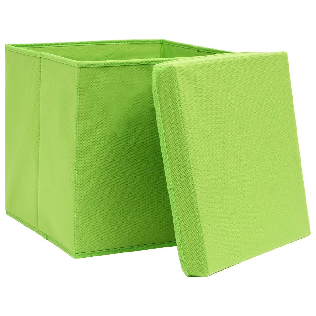 Opbergboxen met deksel 4 st 32x32x32 cm stof groen is nu te koop bij PeponiXL, paradijselijk wonen!