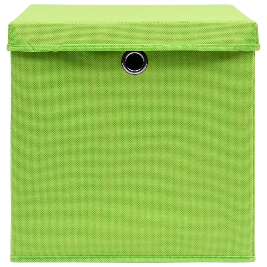 Opbergboxen met deksel 4 st 32x32x32 cm stof groen is nu te koop bij PeponiXL, paradijselijk wonen!