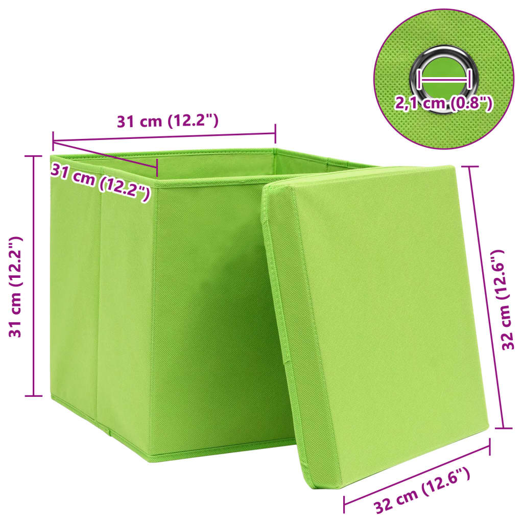 Opbergboxen met deksel 4 st 32x32x32 cm stof groen is nu te koop bij PeponiXL, paradijselijk wonen!