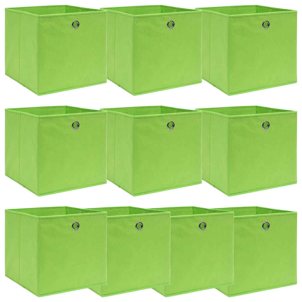 Opbergboxen 10 st 32x32x32 cm stof groen is nu te koop bij PeponiXL, paradijselijk wonen!