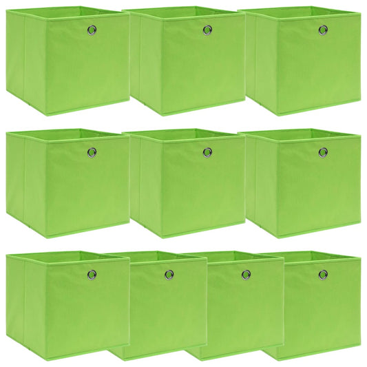 Opbergboxen 10 st 32x32x32 cm stof groen is nu te koop bij PeponiXL, paradijselijk wonen!