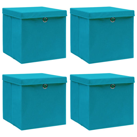 Opbergboxen met deksel 4 st 32x32x32 cm stof babyblauw is nu te koop bij PeponiXL, paradijselijk wonen!