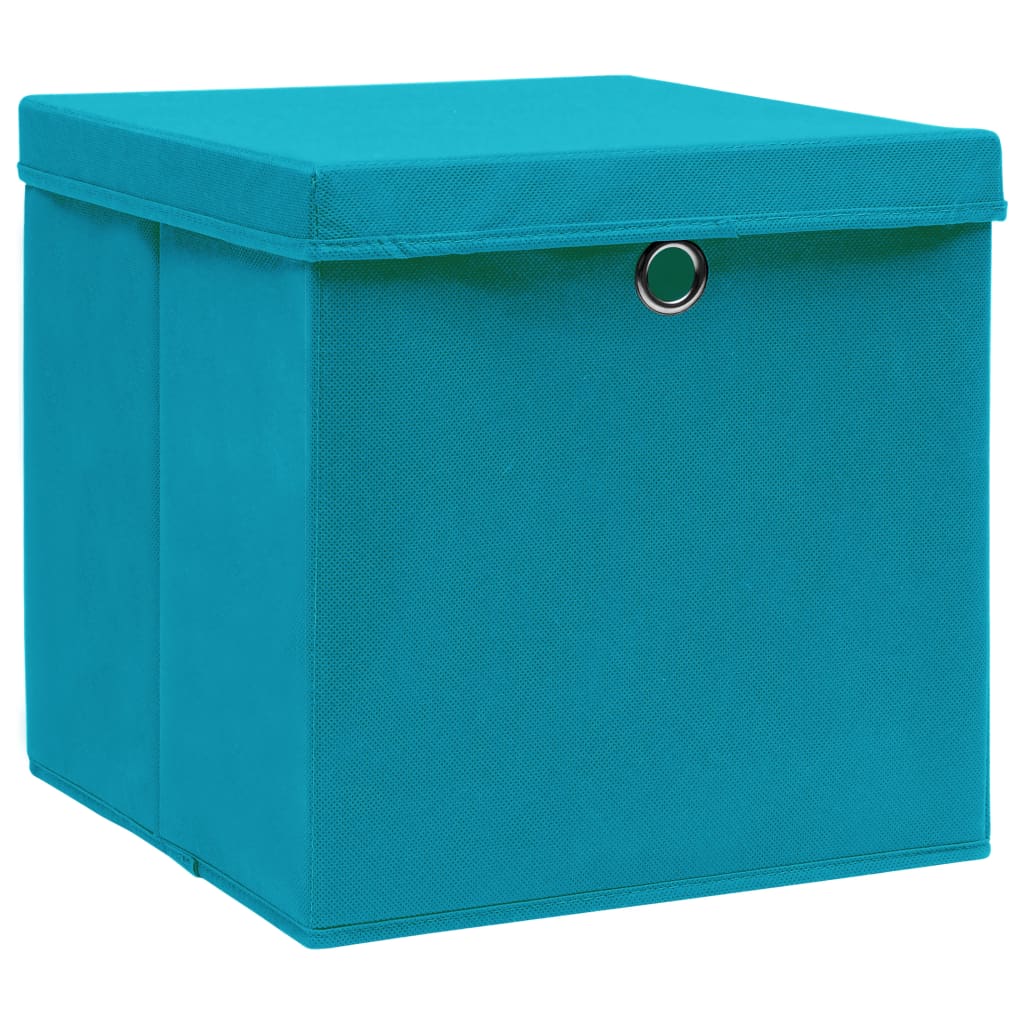 Opbergboxen met deksel 4 st 32x32x32 cm stof babyblauw is nu te koop bij PeponiXL, paradijselijk wonen!