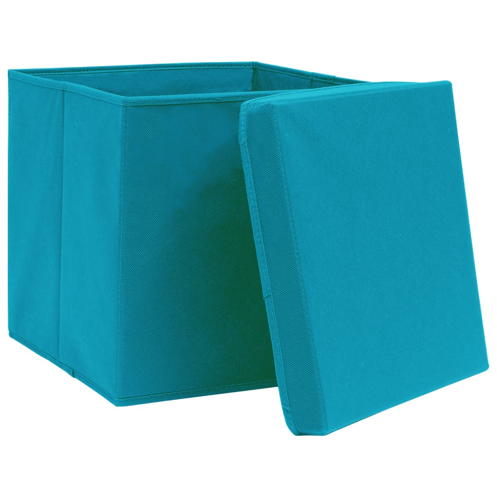 Opbergboxen met deksel 4 st 32x32x32 cm stof babyblauw is nu te koop bij PeponiXL, paradijselijk wonen!