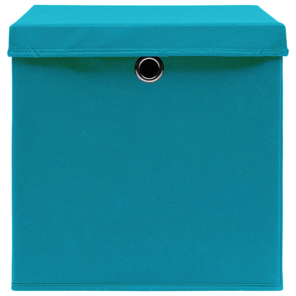 Opbergboxen met deksel 4 st 32x32x32 cm stof babyblauw is nu te koop bij PeponiXL, paradijselijk wonen!