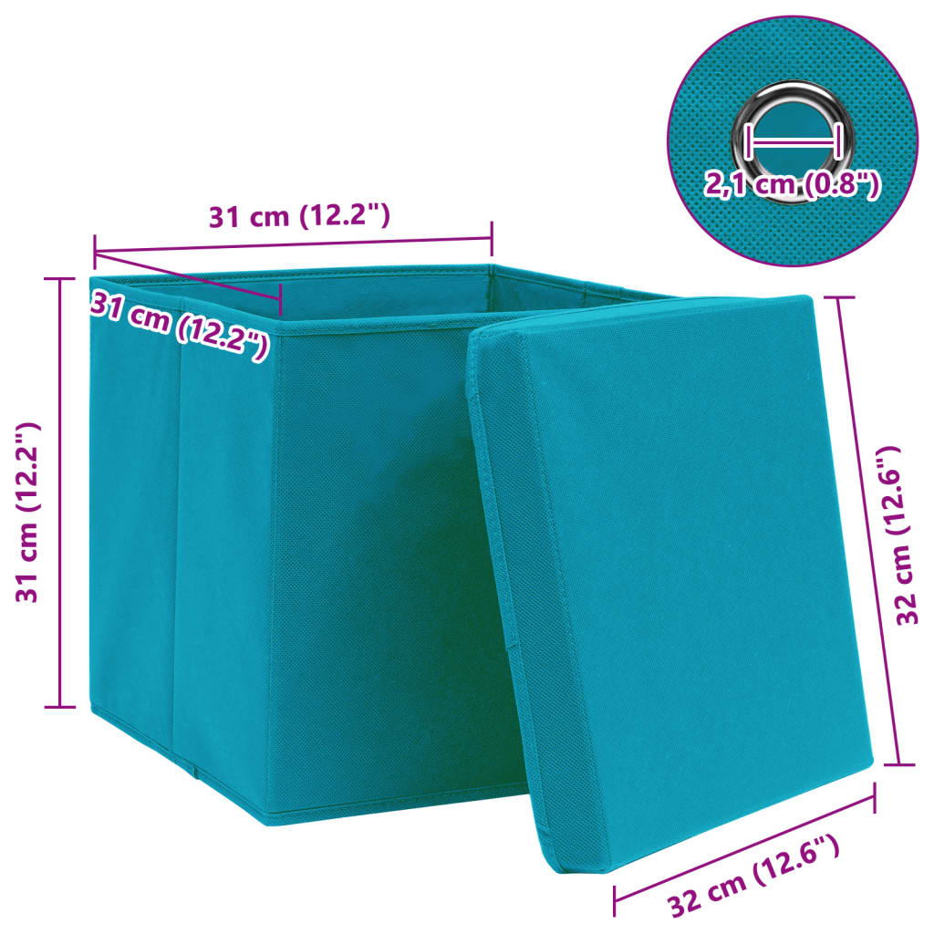 Opbergboxen met deksel 4 st 32x32x32 cm stof babyblauw is nu te koop bij PeponiXL, paradijselijk wonen!