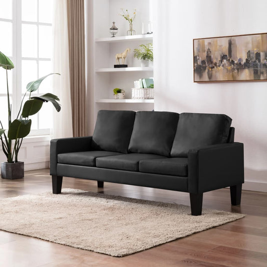 Driezitsbank kunstleer zwart is nu te koop bij PeponiXL, paradijselijk wonen!