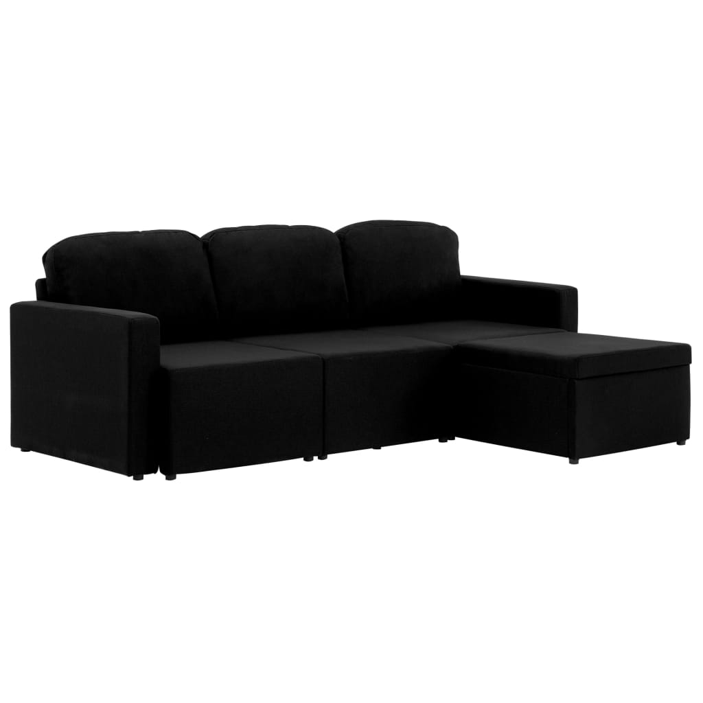 Slaapbank driezits modulair stof zwart is nu te koop bij PeponiXL, paradijselijk wonen!
