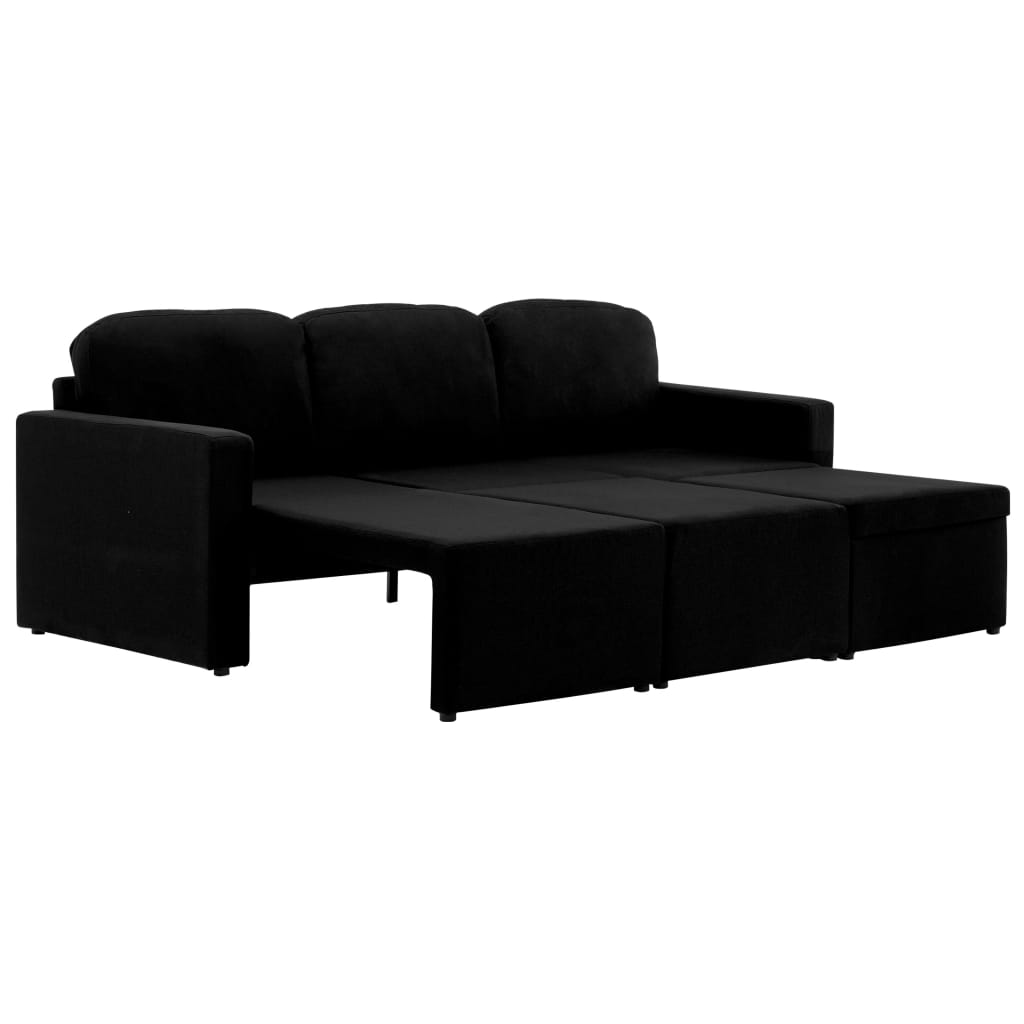 Slaapbank driezits modulair stof zwart is nu te koop bij PeponiXL, paradijselijk wonen!