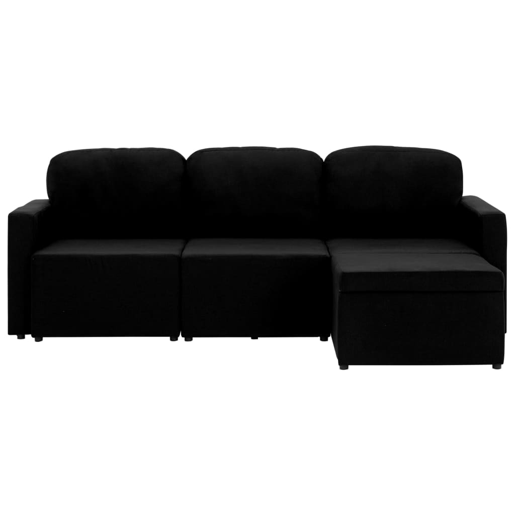Slaapbank driezits modulair stof zwart is nu te koop bij PeponiXL, paradijselijk wonen!