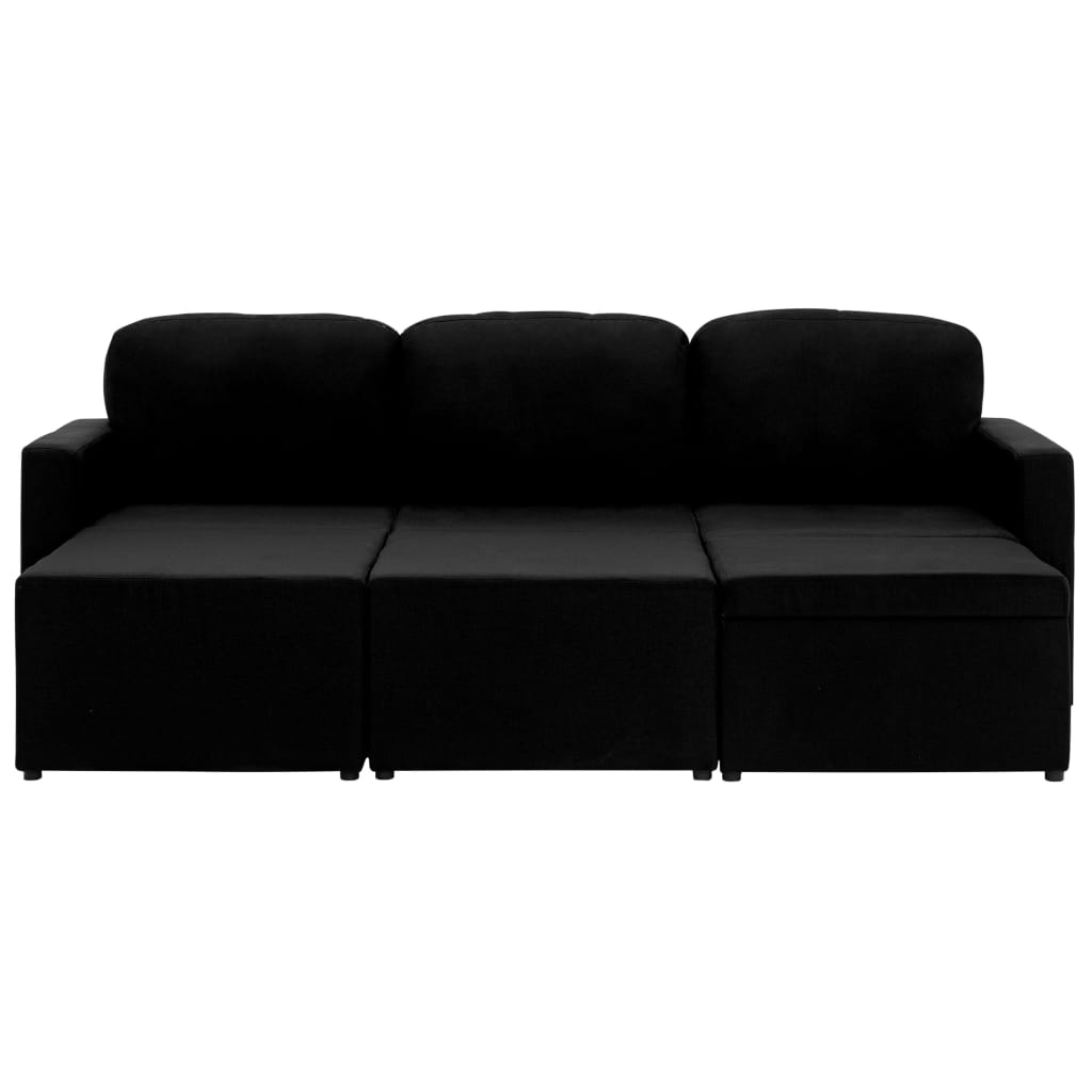Slaapbank driezits modulair stof zwart is nu te koop bij PeponiXL, paradijselijk wonen!