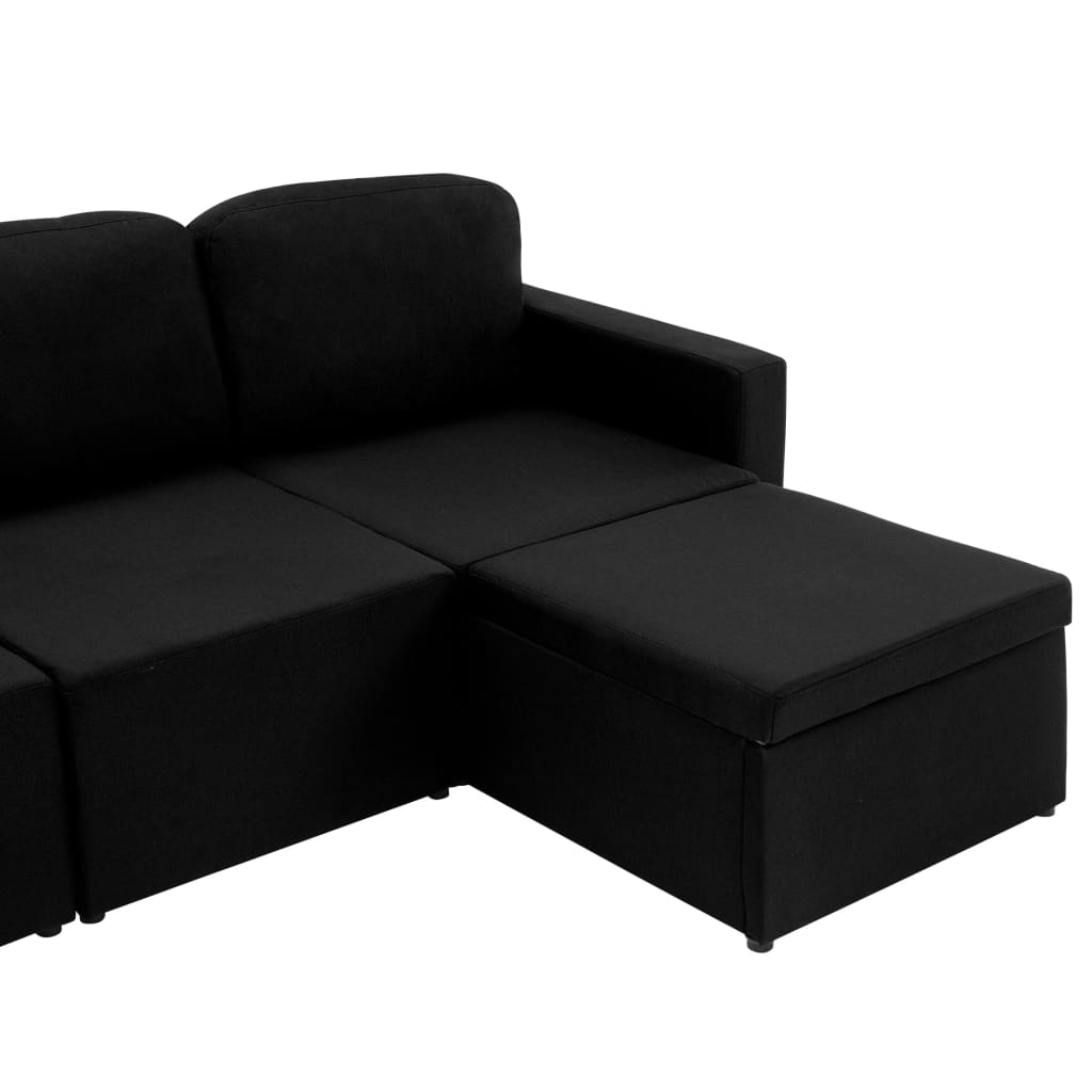 Slaapbank driezits modulair stof zwart is nu te koop bij PeponiXL, paradijselijk wonen!
