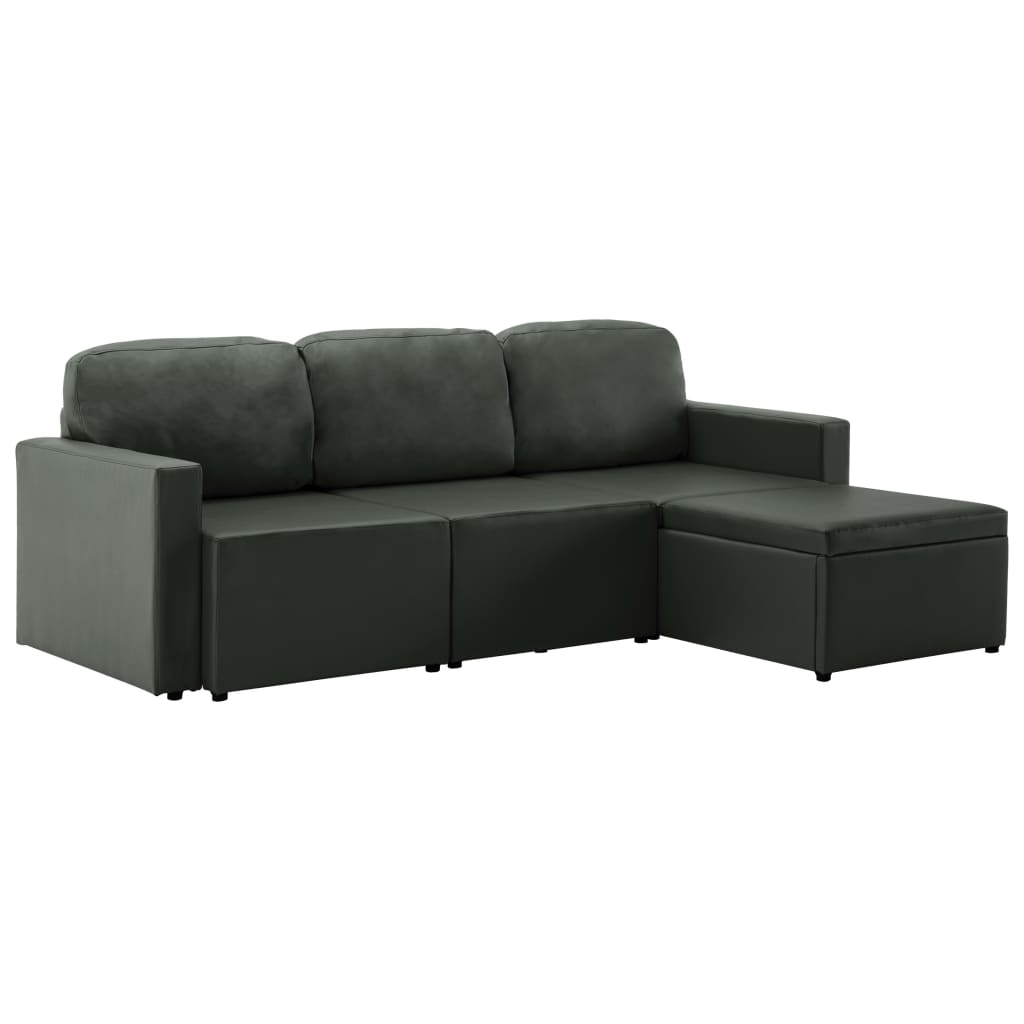 Slaapbank driezits modulair kunstleer grijs is nu te koop bij PeponiXL, paradijselijk wonen!