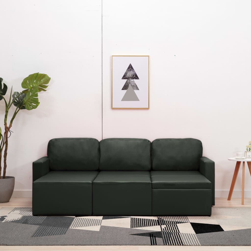 Slaapbank driezits modulair kunstleer grijs is nu te koop bij PeponiXL, paradijselijk wonen!