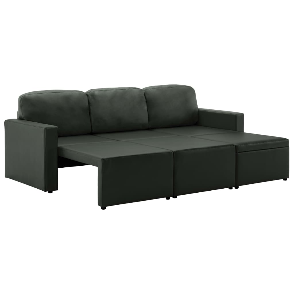 Slaapbank driezits modulair kunstleer grijs is nu te koop bij PeponiXL, paradijselijk wonen!